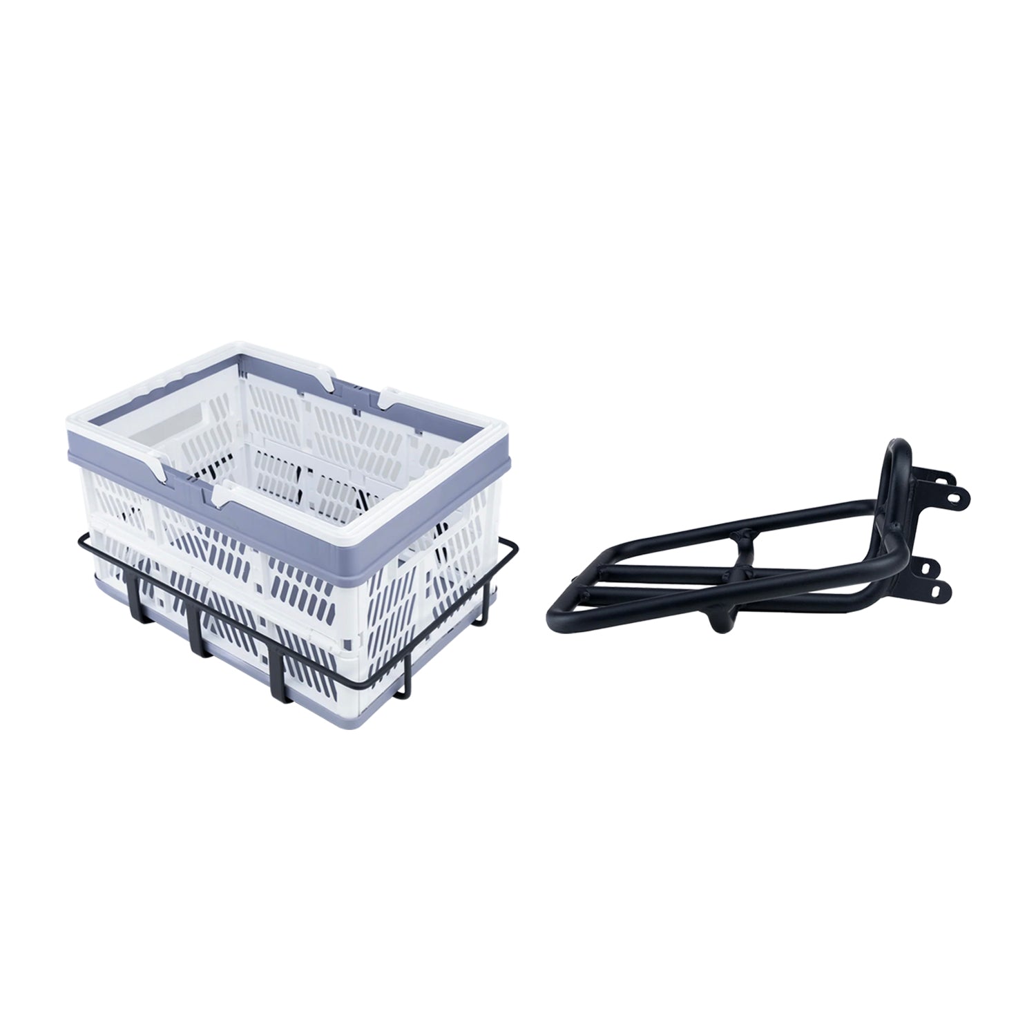 Front and Foldable Rear Baskets for All VEEFA Electric Bikes#option_Front + Rear Basket (White)