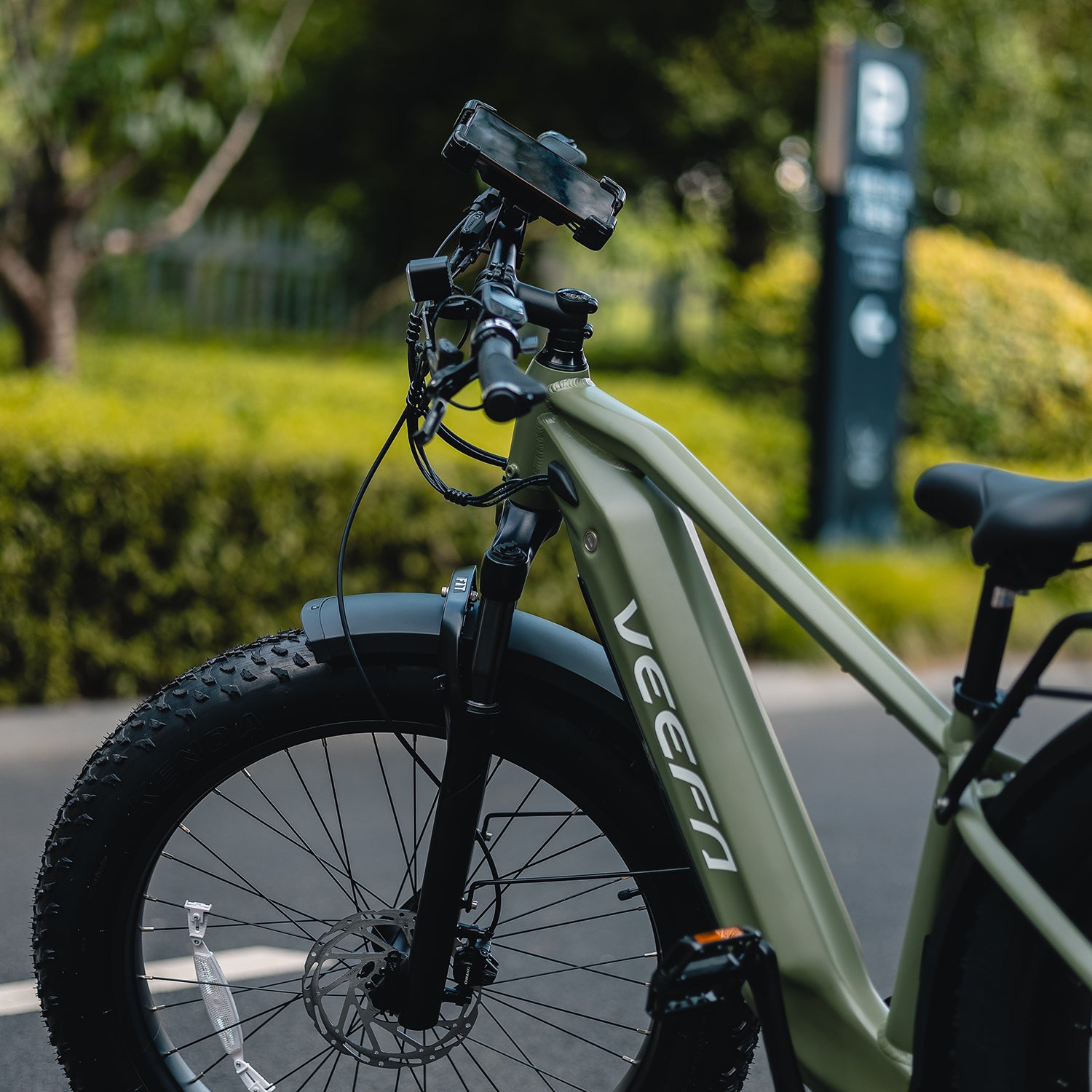 Veefa Electric Bicycles E1 Fat Tire Step-Over Electric Bike#color_olive green