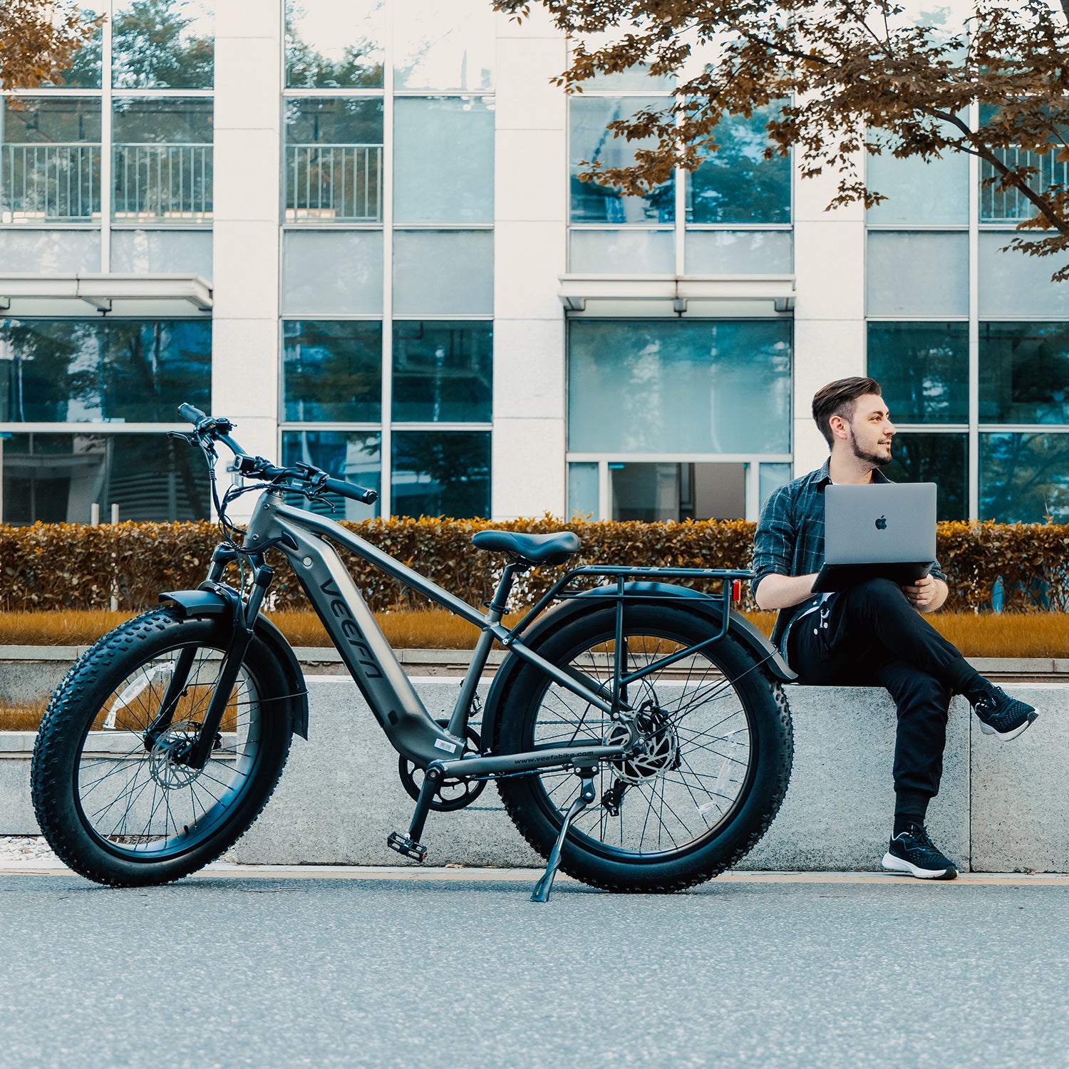 Veefa Electric Bicycles E1 Fat Tire Step-Over Electric Bike#color_dark gray