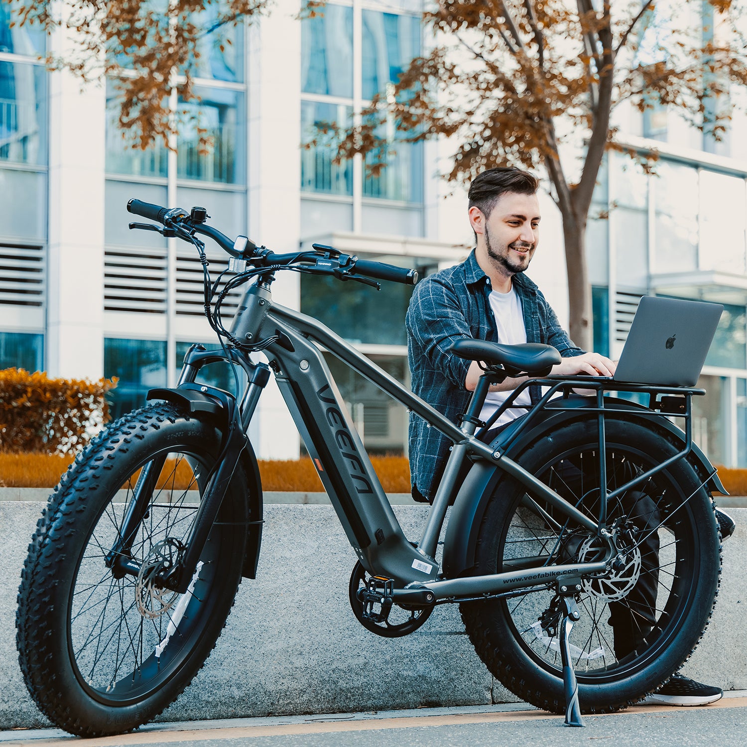Veefa Electric Bicycles E1 Fat Tire Step-Over Electric Bike#color_dark gray