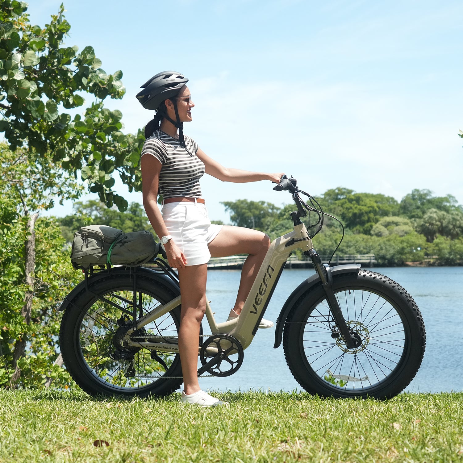 Veefa Electric Bicycles L1 Step-Thru Fat Tire Electric Bike#color_dusty pink