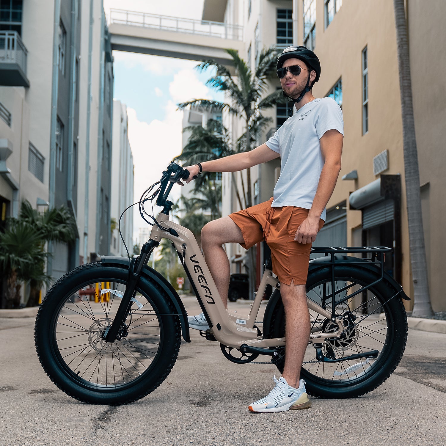 Veefa Electric Bicycles L1 Step-Thru Fat Tire Electric Bike#color_dusty pink